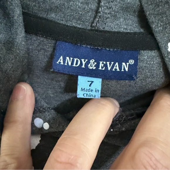 Andy & Evan Charcoal and Black splatter Hoodie sweatshirt - Picture 5 of 9